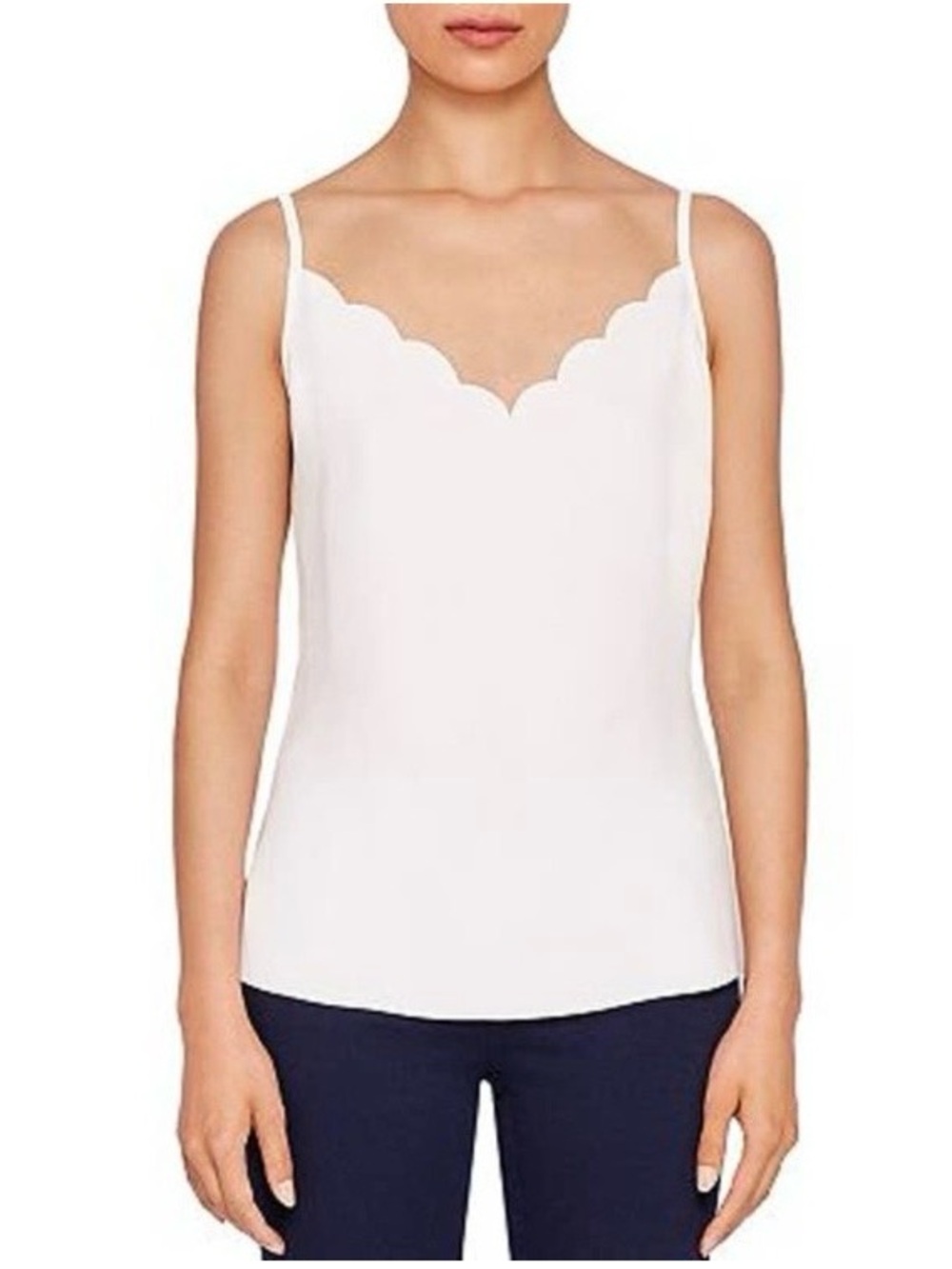 Ted Baker Siina Scalloped V-Neck White Camisole Top Size Medium